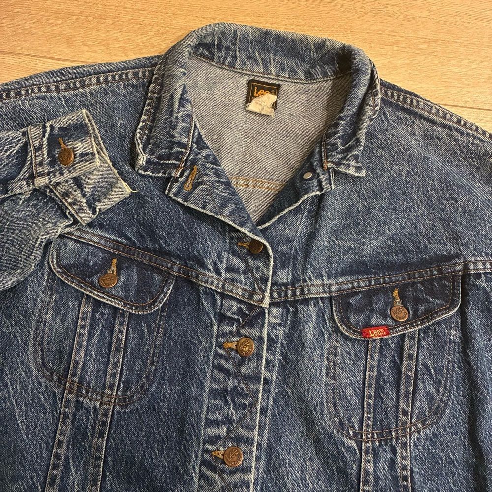 Vintage 80s 90s Lee Acid Wash Thrashed Distressed Denim Jacket Size L